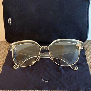 Chloe CE666S Transparent Gold-rimmed Sunglasses + Celine Case and Cloth